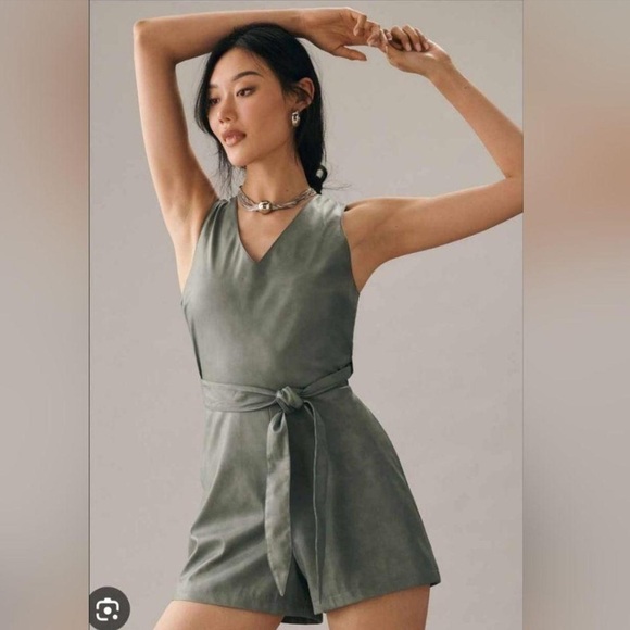 Anthropologie Pants - Anthropologie Avec Les Filles Cross Back Faux Leather Romper Size Small